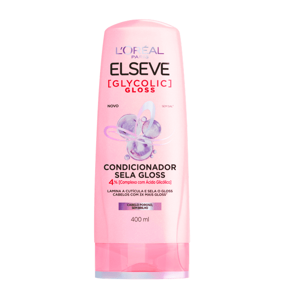 Elseve - Linha Glicolico - Condicionador Sela Brilho 400 Ml - (Glycolic Collection - Sealant Gloss Conditioner 13.53 Fl Oz)