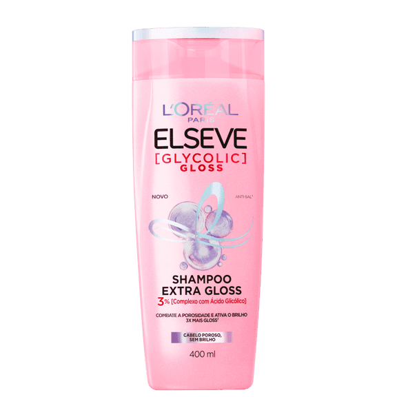 Elseve - Linha Glicolico - Shampoo Extra Brilho 400 Ml - (Glycolic Collection - Extra Gloss Shampoo 13.53 Fl Oz)