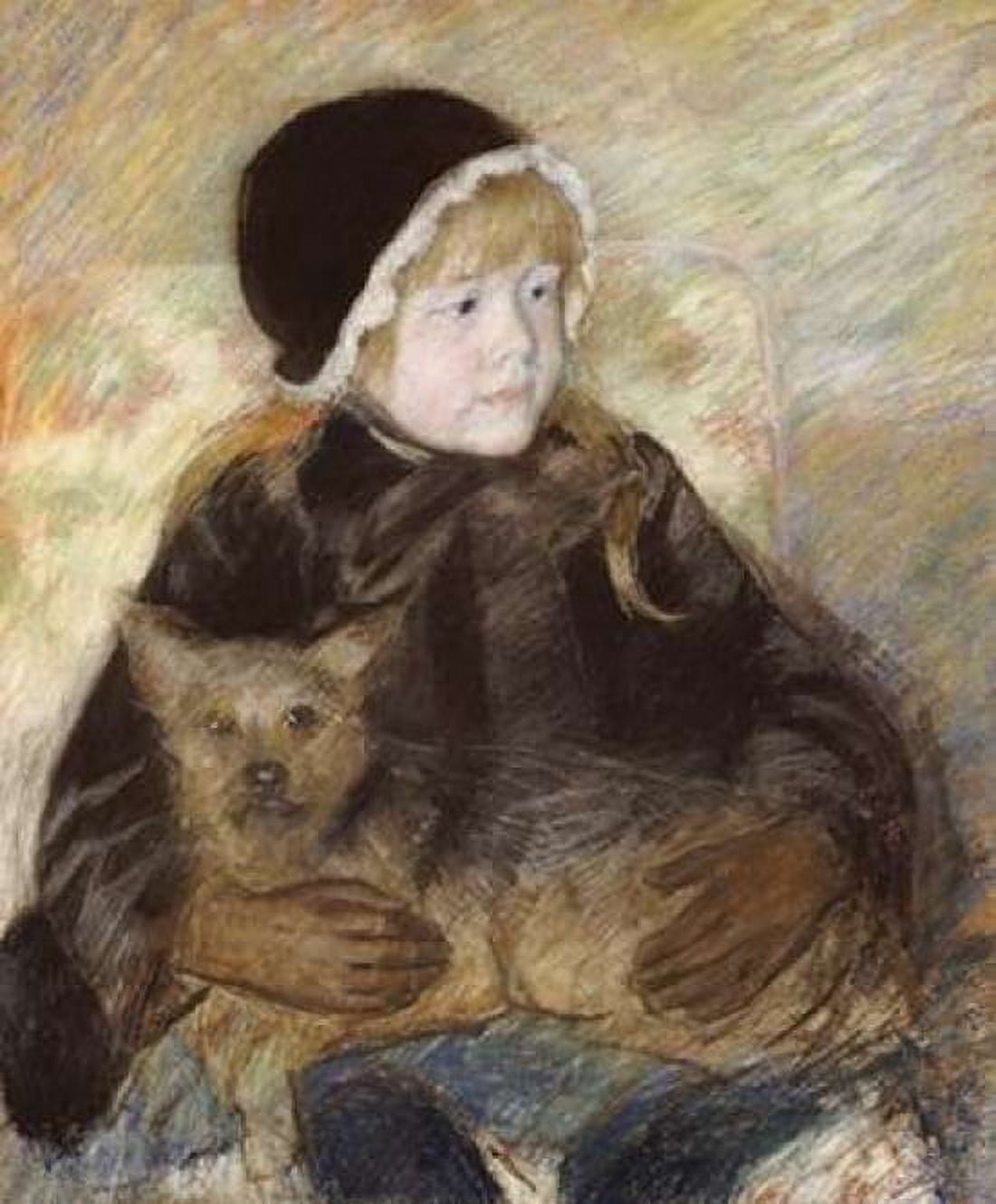 Elsie Cassat Holding a Big Dog Canvas Art - Mary Cassatt (20 x 24)