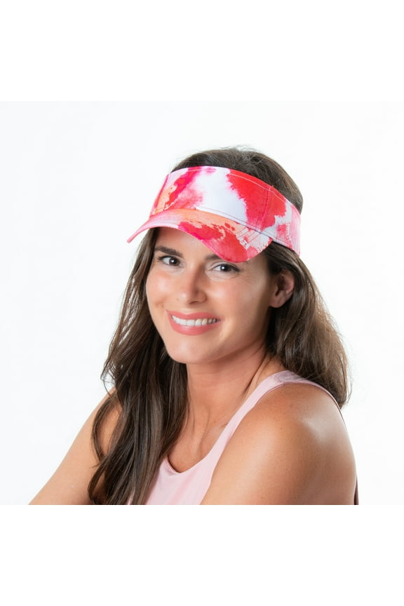 Adjustable Coral Tie Dye Sun Visor for Women and Men