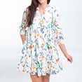 thumbnail image 1 of Elsie & Zoey Allegra Large Paradise V-Neck 3/4 Sleeve Tiered Baby Doll Dress for Women, 1 of 7