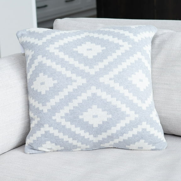 Elsie & Zoey Auden 18x18" Recycled Cotton Gray Aztec Decorative Throw Pillow