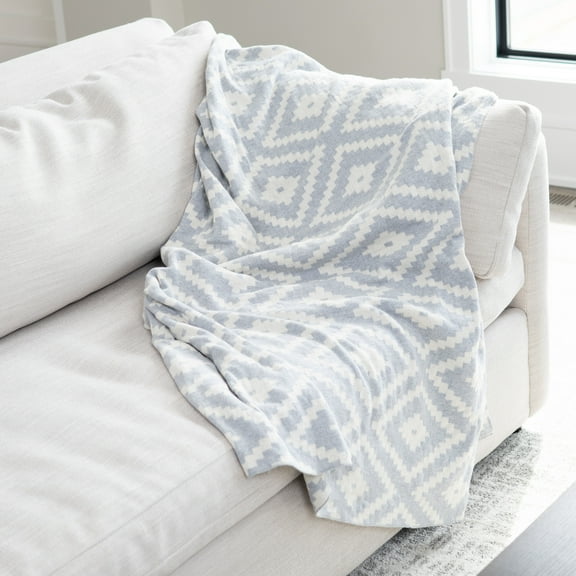 Elsie & Zoey Auden 50x60" Recycled Cotton Gray Aztec Decorative Throw Blanket