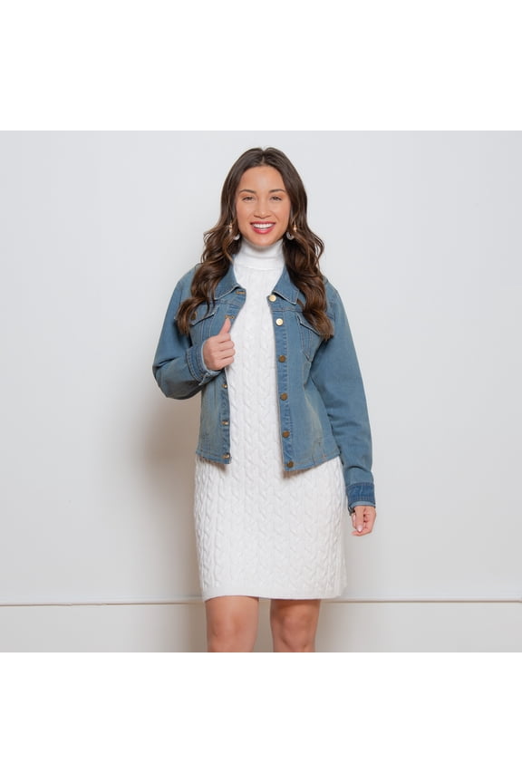 Bowie Light Wash Cropped Stretch Denim Jacket for Women