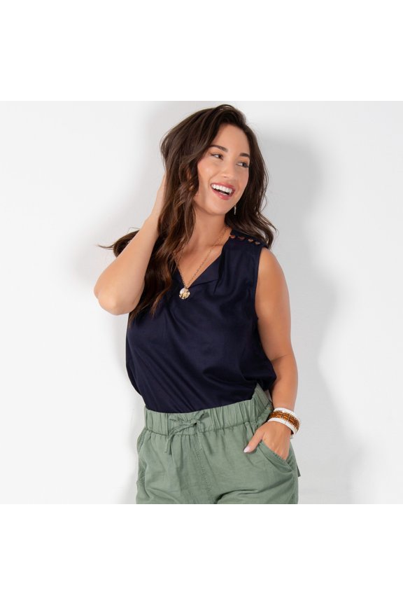 Casey Midnight Large V-Neck Sleeveless Tank Top Blouse for Women