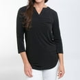 thumbnail image 1 of Elsie & Zoey Daisy XL 3/4 Sleeve V-Neck Black Tunic Blouse Set for Women, 1 of 6