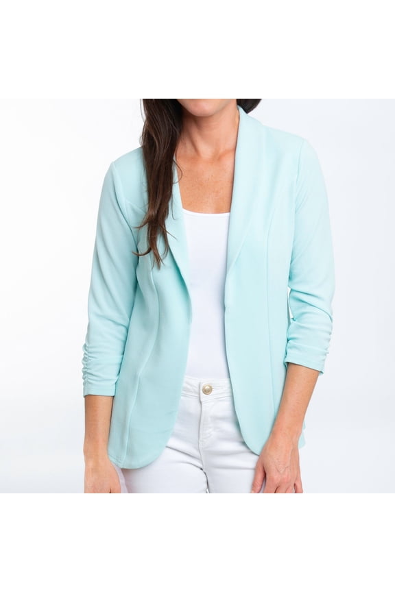Dove 2XL Plus Mint Ruched Stretch Crepe Blazer for Women