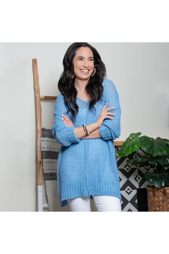 Ellery One Size Crochet Long Dolman Sleeve Sweater for Women