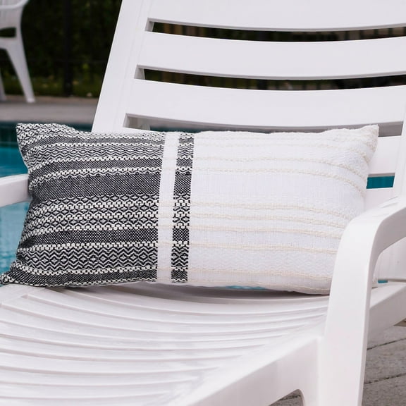 Elsie & Zoey Genevieve 12X22" Handwoven Striped In/Outdoor Throw Pillow for Women