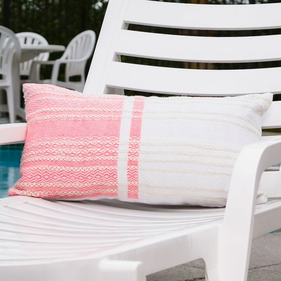Elsie & Zoey Genevieve 12X22" Handwoven Striped In/Outdoor Throw Pillow for Women