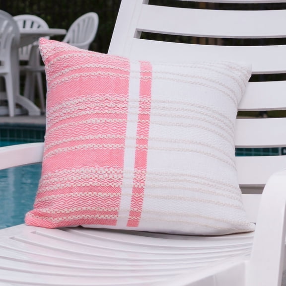 Elsie & Zoey Genevieve 18X18" Handwoven Striped In/Outdoor Throw Pillow for Women