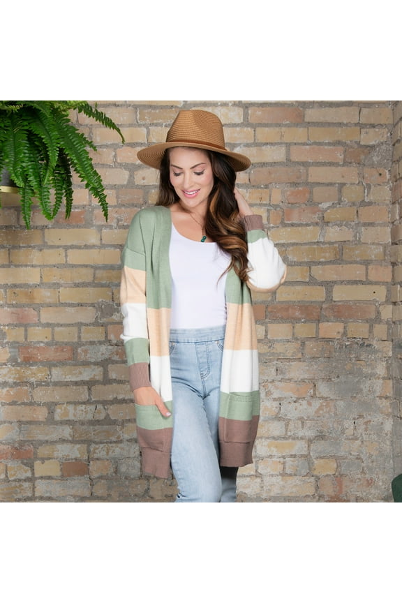 Jett Color Block Long Sleeve Patch Pocket Cardigan for Women