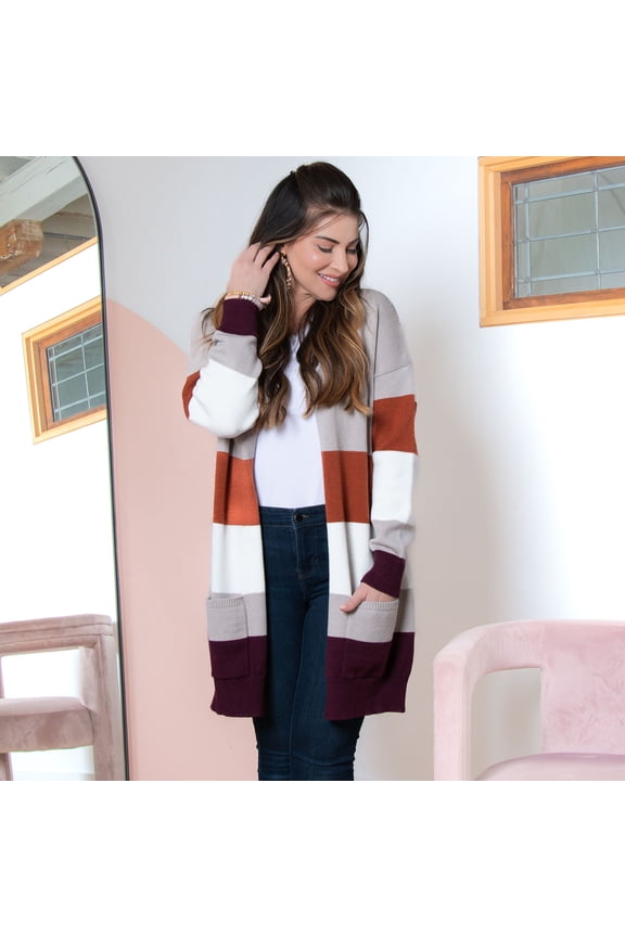 Jett Color Block Long Sleeve Patch Pocket Cardigan for Women