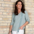 thumbnail image 1 of Elsie & Zoey Larisa XL Seabreeze Cotton Gauze 3/4 Bishop Sleeve Tie Blouse for Women, 1 of 7