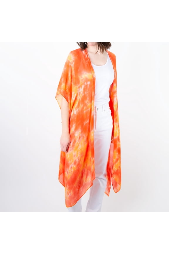 Lightweight One Size Orange Crush Sheer Ruana Swimsuit Beach Cover Up for Women