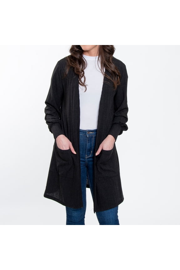 Maxx Jersey Knit Bishop Sleeve Ribbed Cardigan for Women