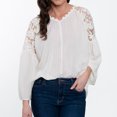 thumbnail image 1 of Elsie & Zoey Mckenna Lace Back Long Sleeve V-Neck Blouse for Women, 1 of 7