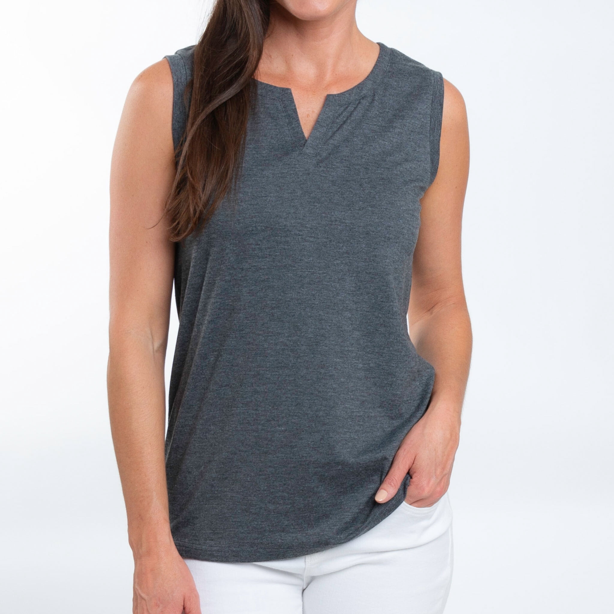 Elsie & Zoey Women's Capri Scoop Neck Tank – Sleeveless Summer Top, Lightweight Polyester, Small To XL – Neutral Tones For Layering