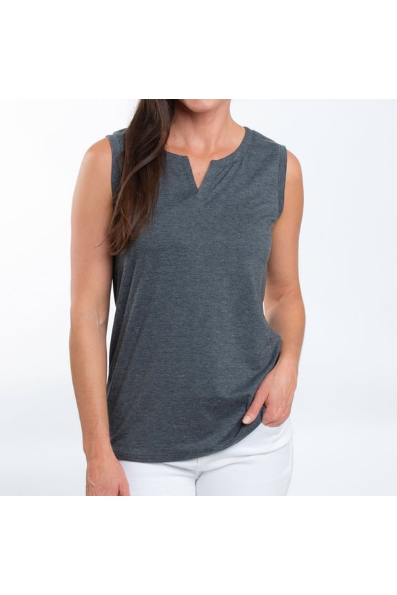 Myla Large Charcoal V-Neck Sleeveless Tank Top for Women