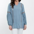 thumbnail image 1 of Elsie & Zoey Oakley V-Neck Long Sleeve Lace Trim Tunic Shirt for Women, 1 of 5