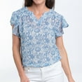 thumbnail image 1 of Elsie & Zoey Petra Large Twilight Ruffle Short Sleeve V-Neck Blouse for Women, 1 of 8
