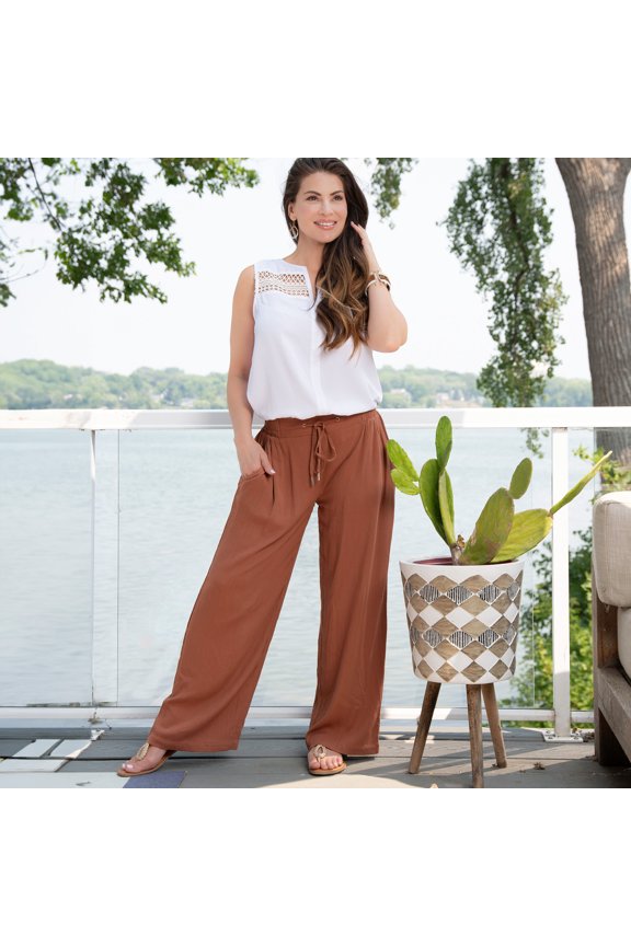 Riva Small Terracotta Adjustable Wide Leg Pant for Women