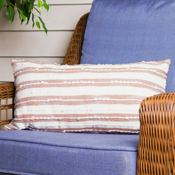 Elsie & Zoey Romy 12X22" Handwoven Striped Indoor/Outdoor Throw Pillow for Women