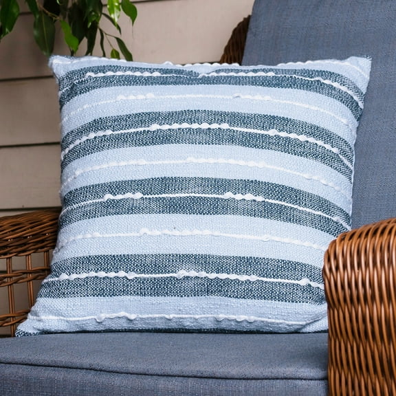 Elsie & Zoey Romy 18X18" Handwoven Striped Indoor/Outdoor Throw Pillow for Women