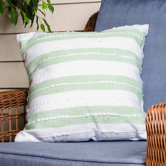 Elsie & Zoey Romy 18X18" Handwoven Striped Indoor/Outdoor Throw Pillow for Women