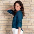 thumbnail image 1 of Elsie & Zoey Skylah Boho XL Tidel Teal Raglan Sleeve Crepe Blouse for Women, 1 of 7