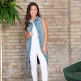 thumbnail image 1 of Elsie & Zoey Tamar 2XL Plus Light Wash Denim Sleeveless Shirt Duster Dress for Women, 1 of 8