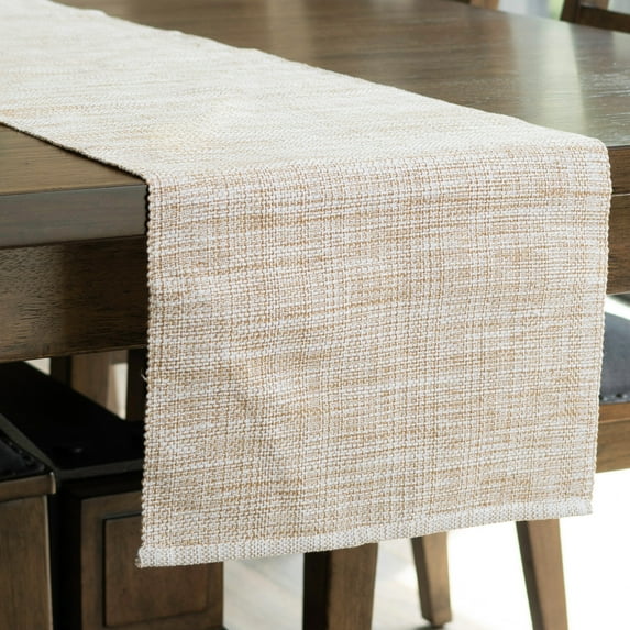 Elsie & Zoey Tan Textured Woven Kitchen Table Runner for Women