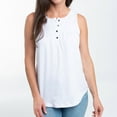 thumbnail image 1 of Elsie & Zoey Tobi Medium White Sleeveless Scoop Neck Henley Tank Top for Women, 1 of 7