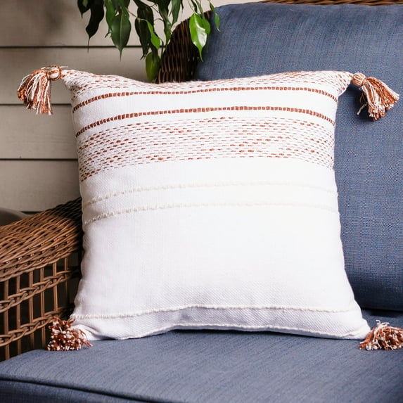Elsie & Zoey Tylanne 18X18" Handwoven Striped Indoor/Outdoor Throw Pillow for Women