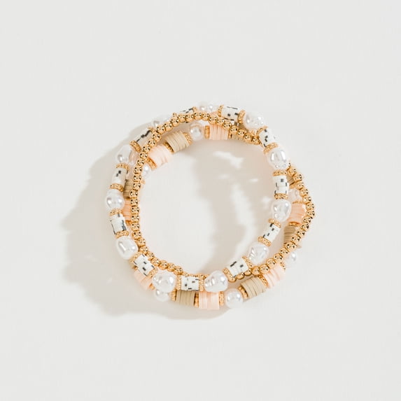 Elsie & Zoey Women's Disc Bead and Pearl Stretch Bracelet