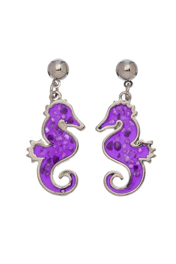 Women's Stained Glass Epoxy Sealife Drop Earrings