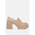 thumbnail image 1 of Elspeth Heeled Platform Leather Loafers in Sand, 1 of 5
