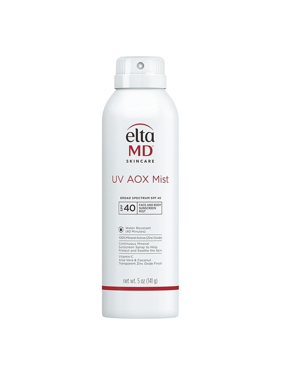 UV AOX Mist Mineral Sunscreen Spray, SPF 40 Spray Sunscreen for Face and Body, Zinc Oxide Formula, 5 oz Bottle