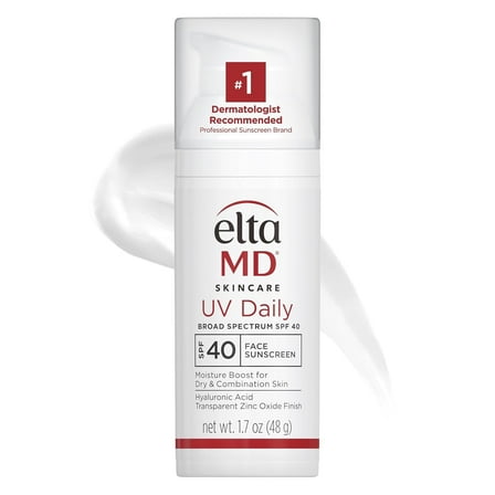 EltaMD UV Daily SPF 40 Face Sunscreen Moisturizer with Zinc Oxide, Daily Face Moisturizer with SPF, Sunscreen, 1.7 oz Pump