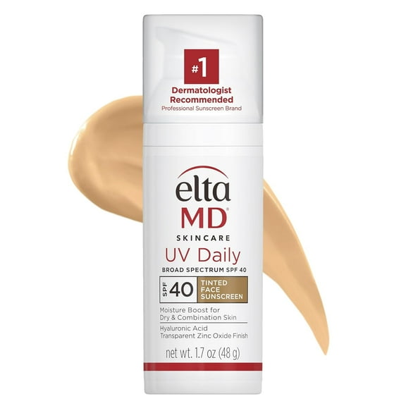 EltaMD UV Daily SPF 40 Tinted Face Sunscreen Moisturizer, Lightweight Tinted Sunscreen for Face Moisturizers, 1.7 oz Pump