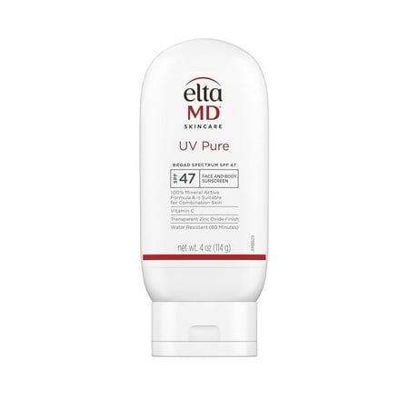 EltaMD UV Pure Face and Body Sunscreen, SPF 47 Mineral Sunscreen for Kids and Adults, Water Resistant Up to 80 Minutes, 4.0 oz Sun Screen Tube