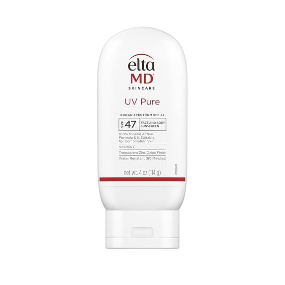 EltaMD UV Pure Face and Body Sunscreen, SPF 47 Mineral Sunscreen for Kids and Adults, Water Resistant Up to 80 Minutes, 4.0 oz Sun Screen Tube