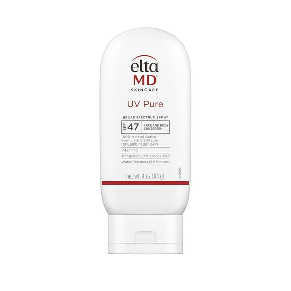 EltaMD UV Pure Face and Body Sunscreen, SPF 47 Mineral Sunscreen for Kids and Adults, Water Resistant Up to 80 Minutes, 4.0 oz Sun Screen Tube