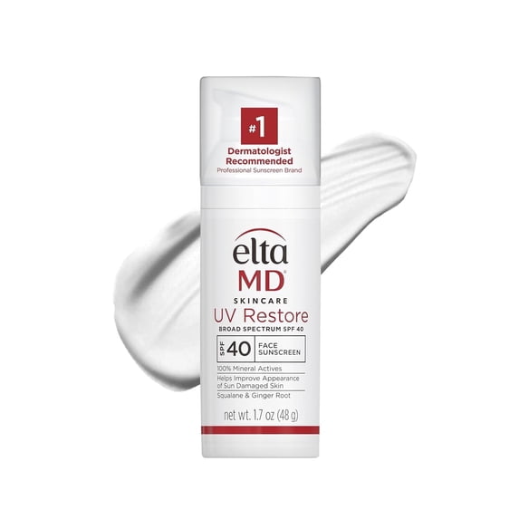 EltaMD UV Restore,Face Sunscreen, SPF 40, Mineral Sunscreen for Sun Damaged Skin Repair, Anti-Aging Zinc Oxide Sunscreen Formula