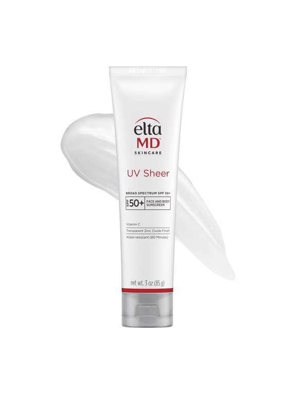 UV Sheer Face Sunscreen SPF 50+ No White Cast, Sheer Zinc Oxide Sunscreen for Face & Body, 3.0 oz Tube - Travel Size