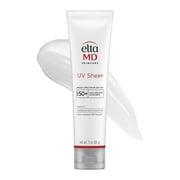 EltaMD UV Sheer Face Sunscreen SPF 50+ No White Cast, Sheer Zinc Oxide Sunscreen for Face & Body, 3.0 oz Tube - Travel Size