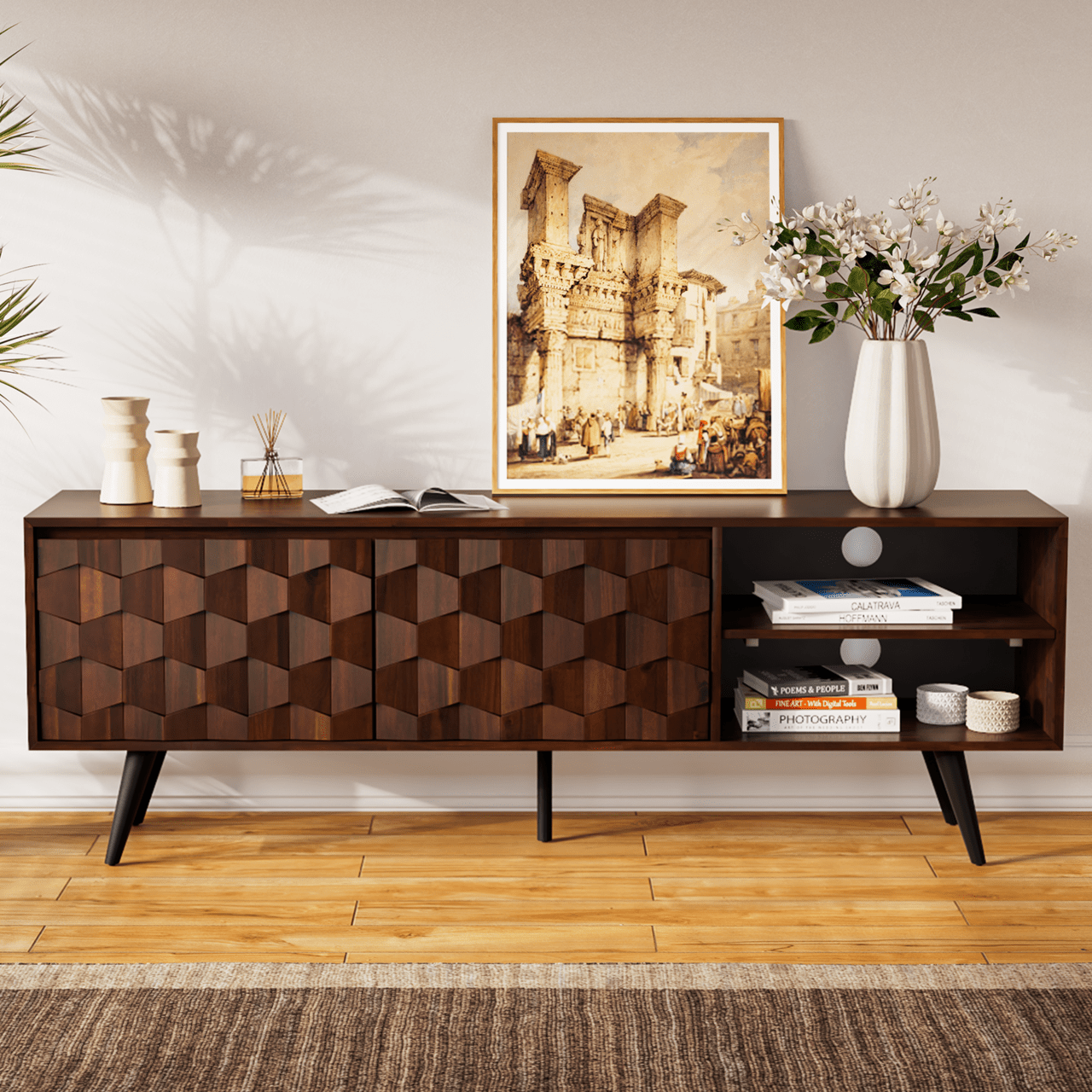 Winsome Wood Zena Corner TV & Media Stand, Espresso Finish