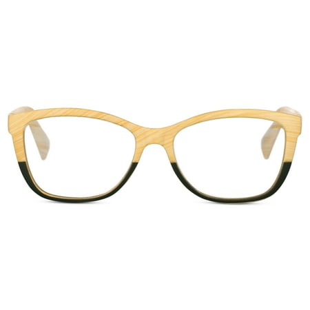 Elton John Pop Specs Reading Glasses - Wood Grain Ambient 1.75, Cat Eye Frame