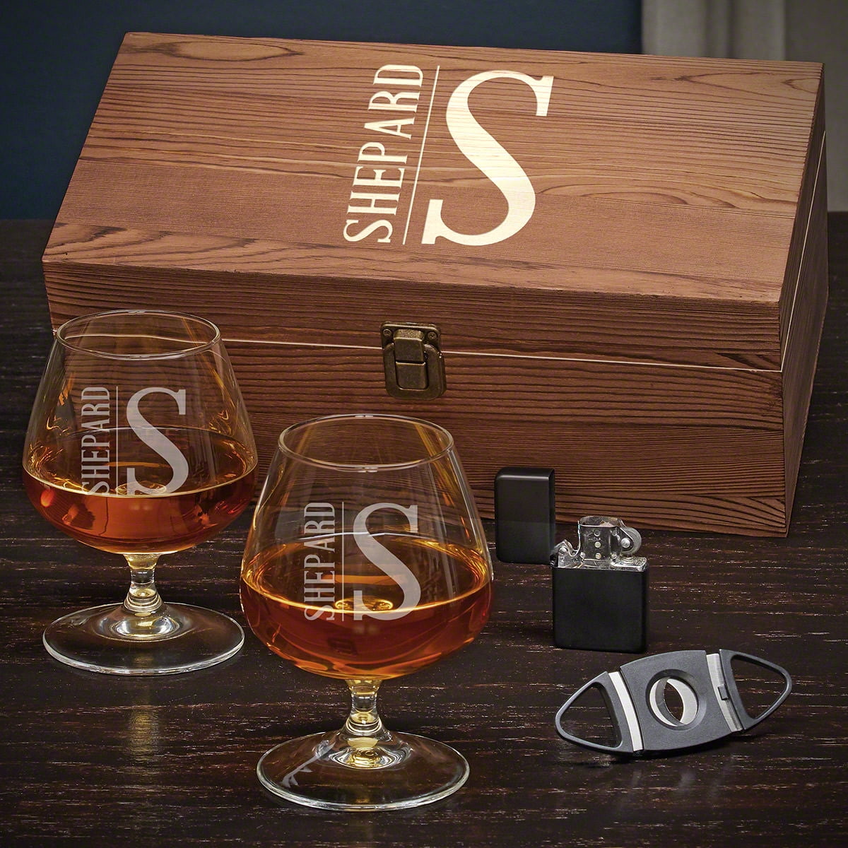 Elton Personalized Cognac Glasses Gift Box Set