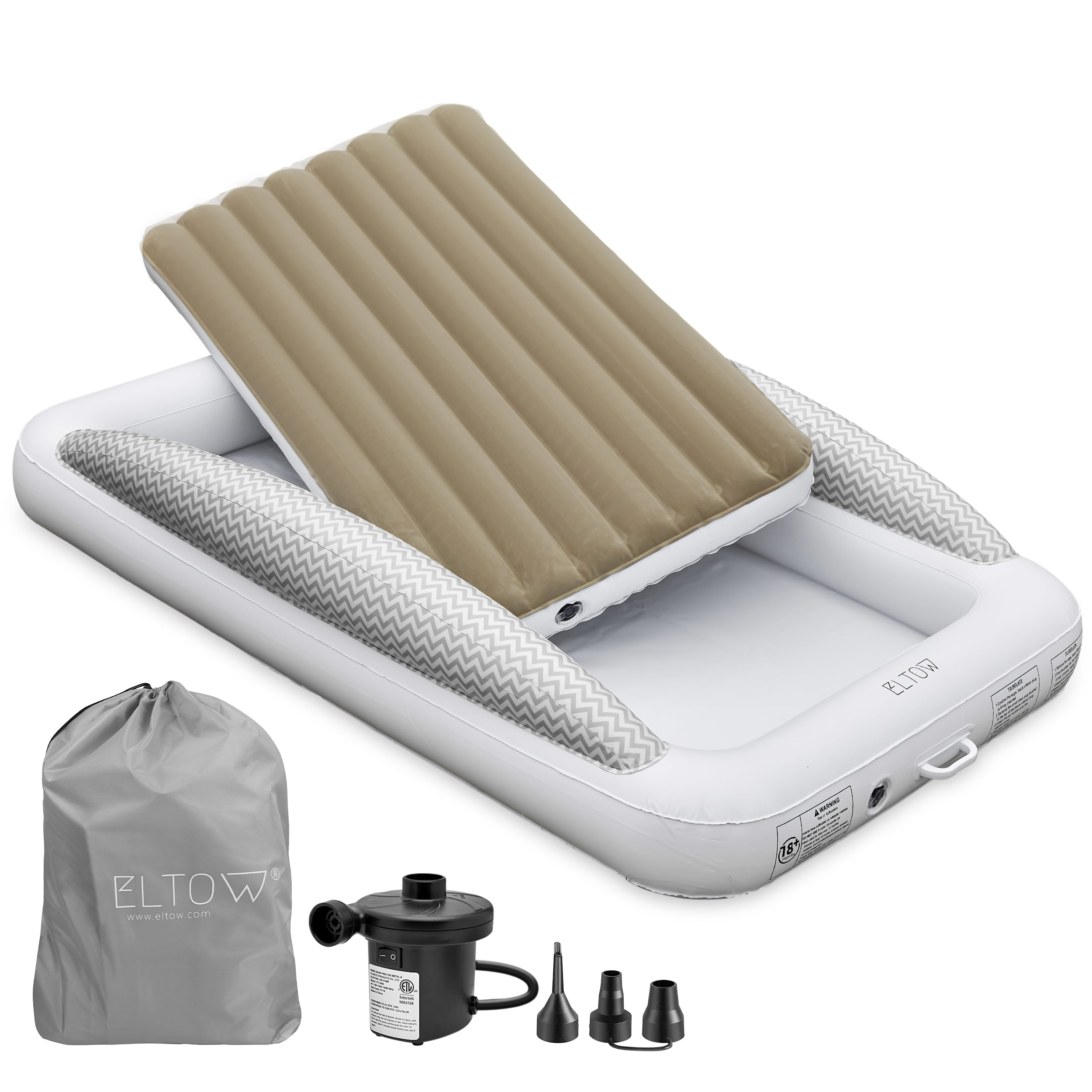 Eltow Inflatable Toddler Bed Air Mattress with Safety Bumper Portable